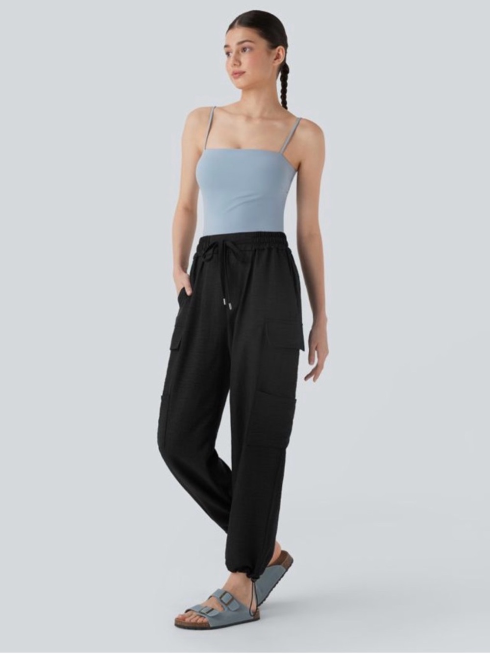 HALARA Black Cargo Jogger Pants for Women